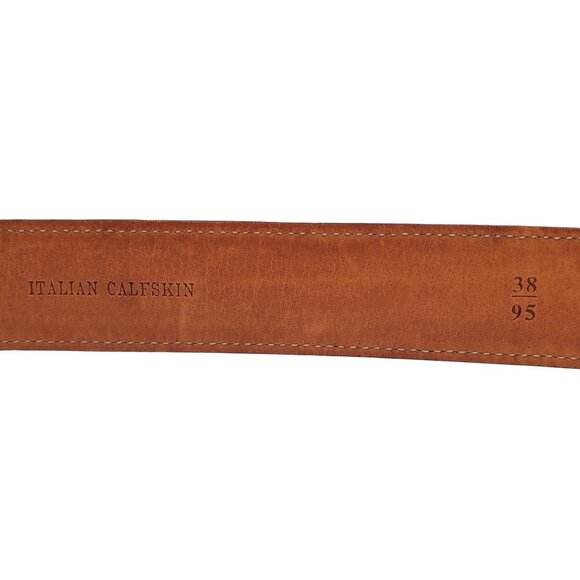 Trafalgar Size 38 Brown Italian Calfskin Leather Lizard Grain Belt Brass Buckle - Picture 5 of 10